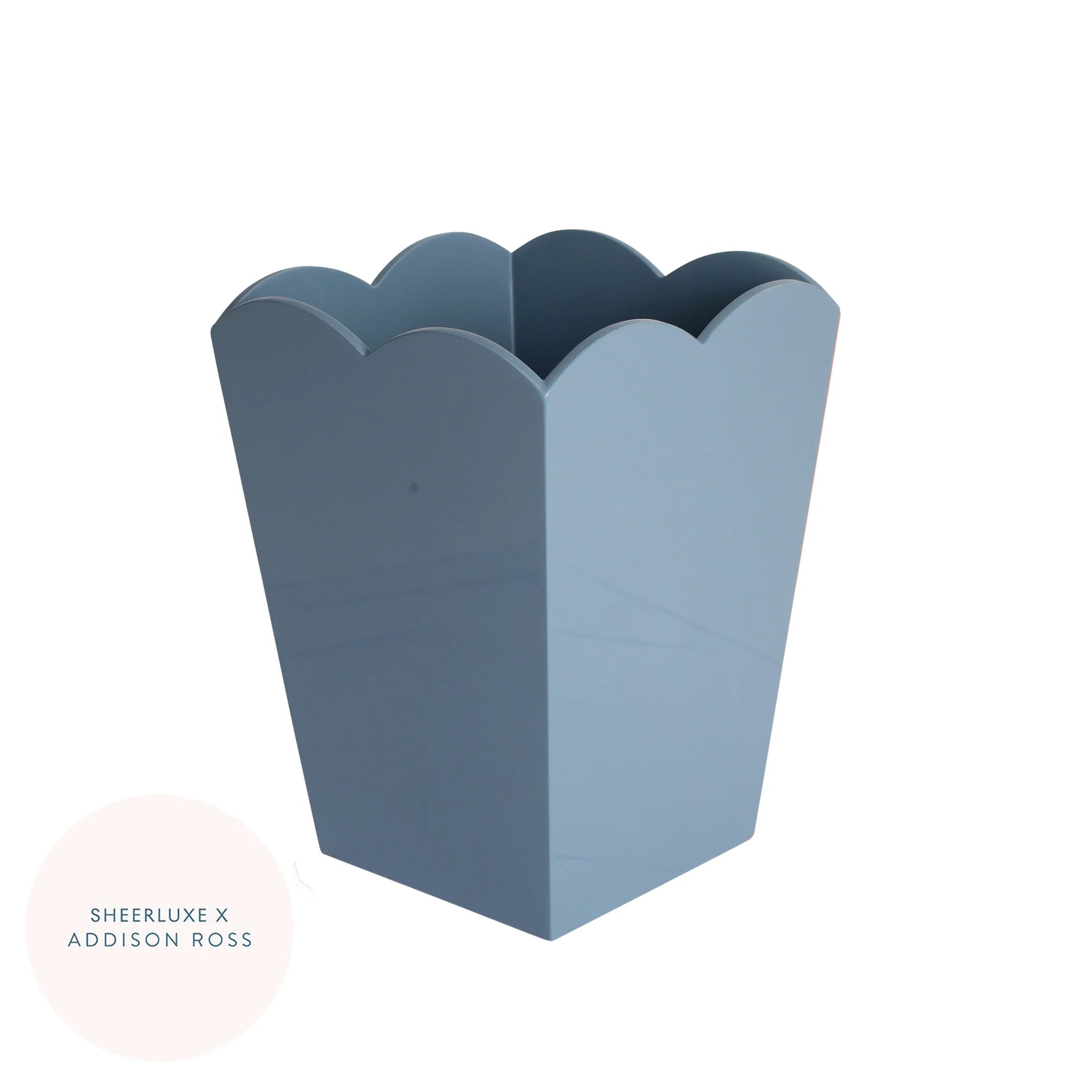 Scalloped Lacquer Bin - Denim & White main image 0