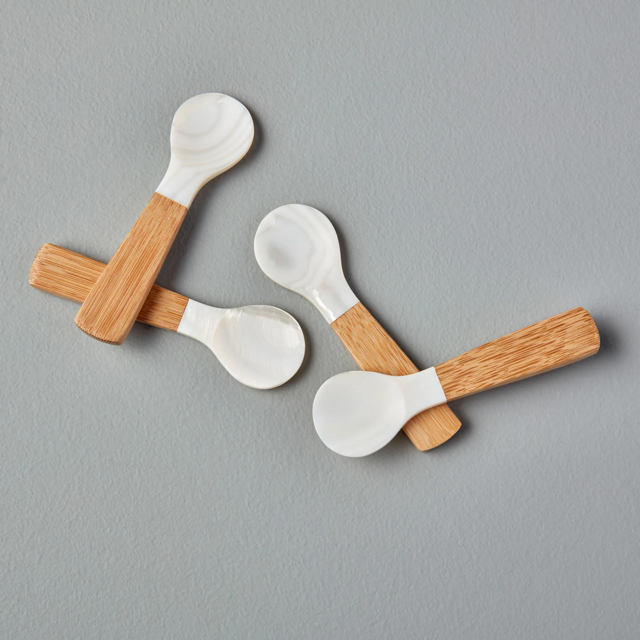 Seashell & Bamboo Spoons, Small, Set of 4