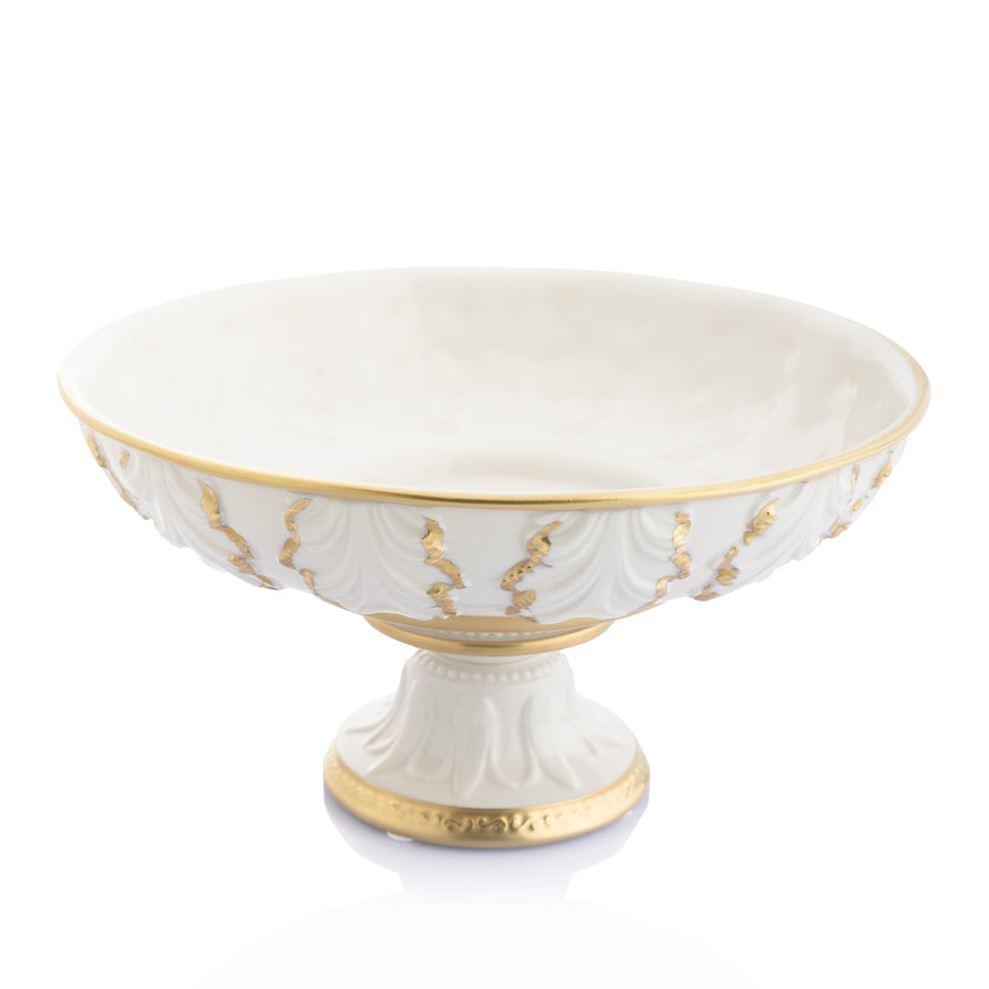 Foglie Cup Low Leaf Round Back Gold Thread