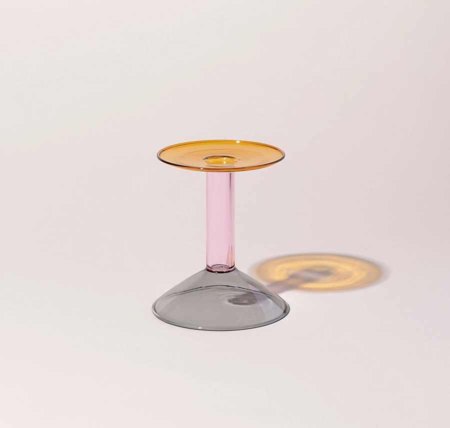 Rainbow Candleholder PM Grey/Pink/Amber