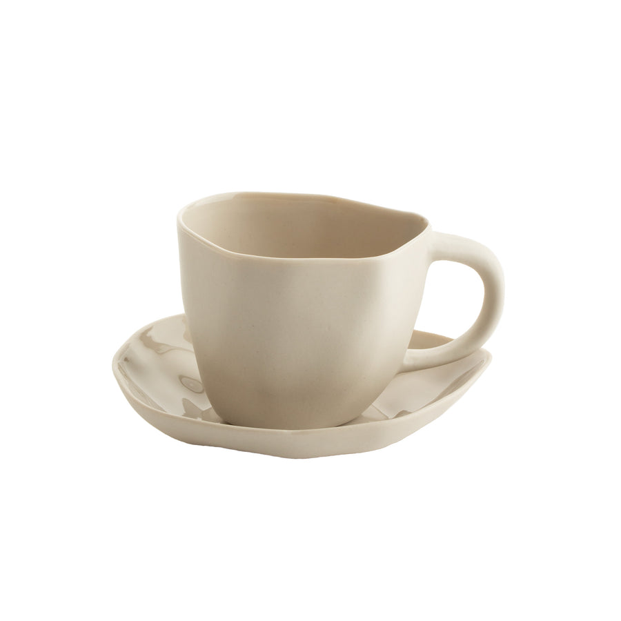 Stoneware Cup & Saucer, White