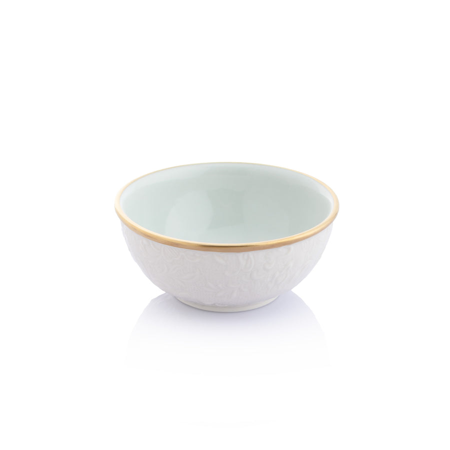 Damasco Small Bowl, Turquoise Interior with Gold Thread