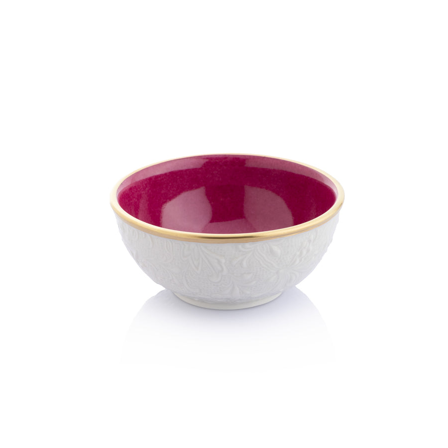 Damasco Small Bowl, Purple Interior with Gold Thread