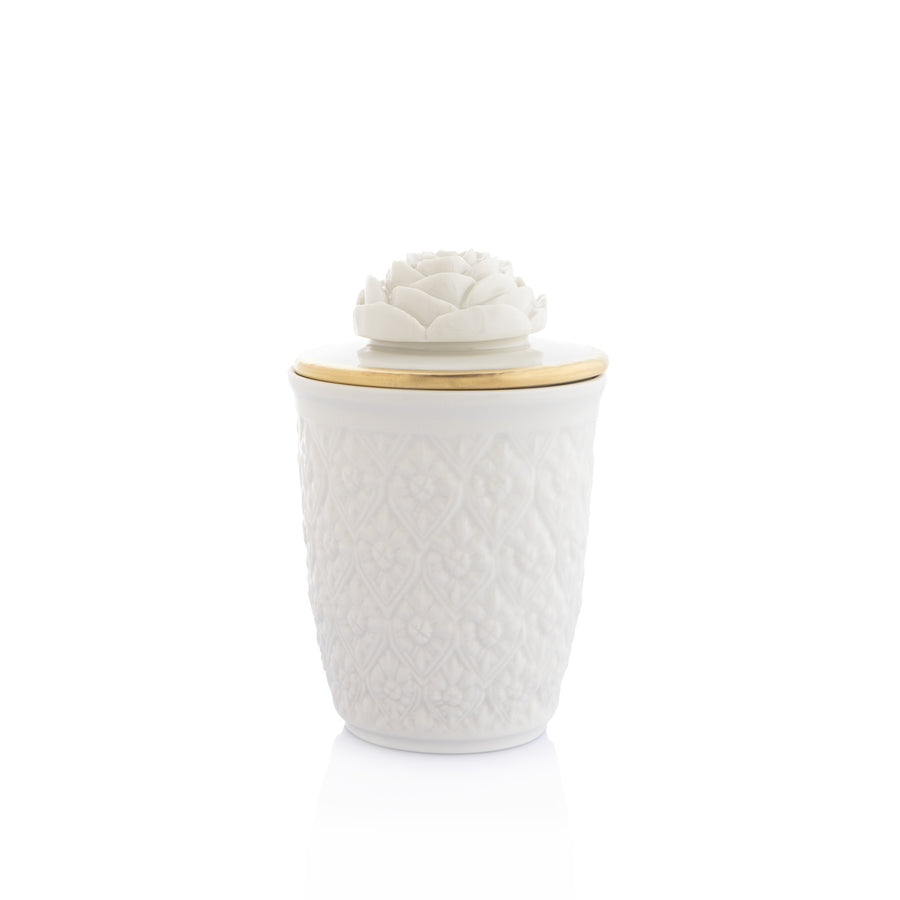 Honey Cup with Lid, Gold Thread