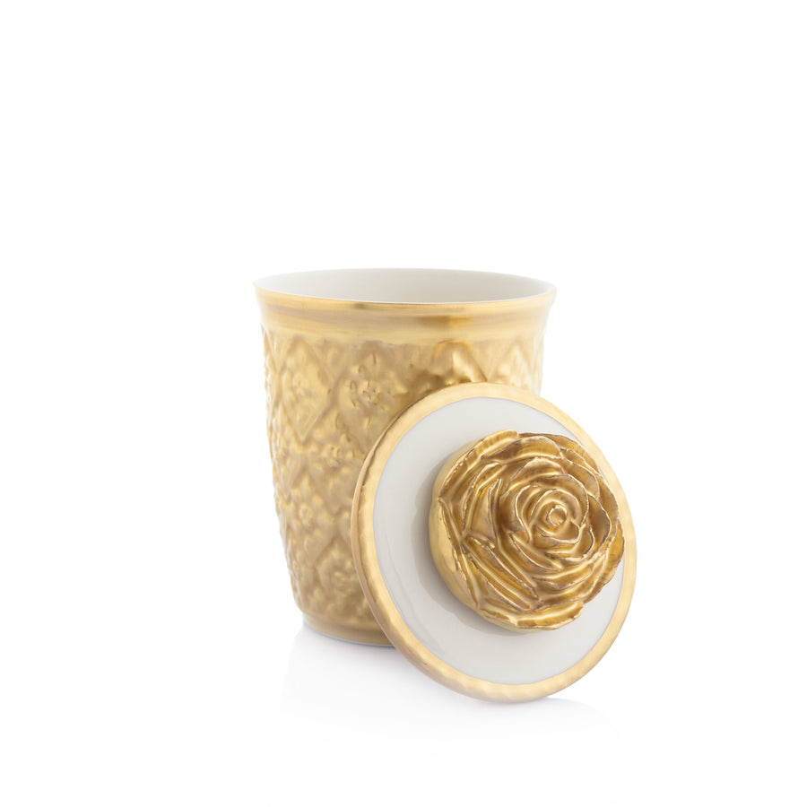 Honey Cup with Lid, Full Gold