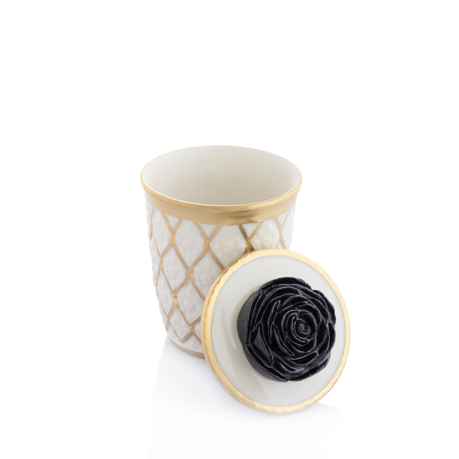 Honey Cup with Lid, Gold Mesh