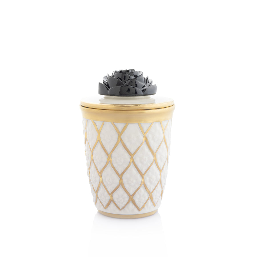 Honey Cup with Lid, Gold Mesh