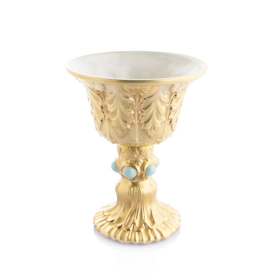 Leaf Cup with Aquamarine and Gold Inserts