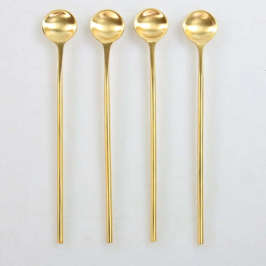 Gold Thin Long Spoons, Set of 4