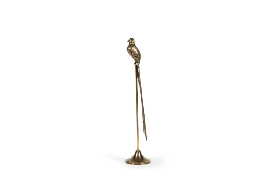 Bird Sculpture on Base -  Antique Gold Small