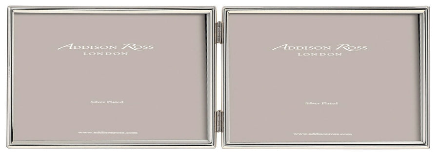 4x6 Landscape Fine Edged Silver Double Photo Frame