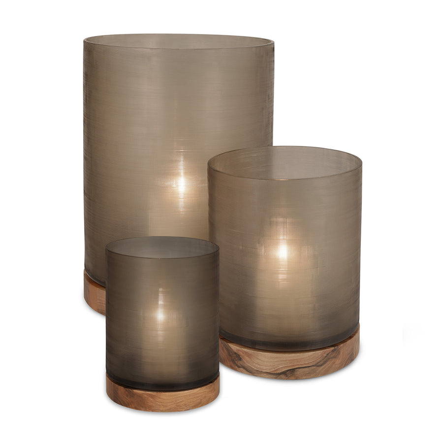 Aran Lantern Medium - Smoke Grey/Walnut