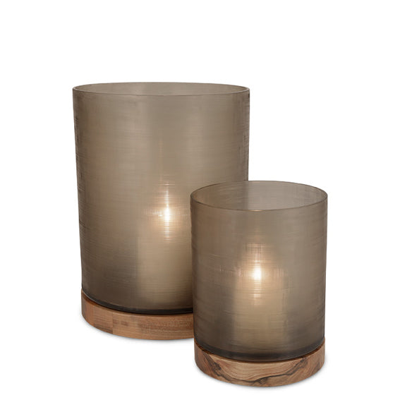 Aran Lantern Medium - Smoke Grey/Walnut