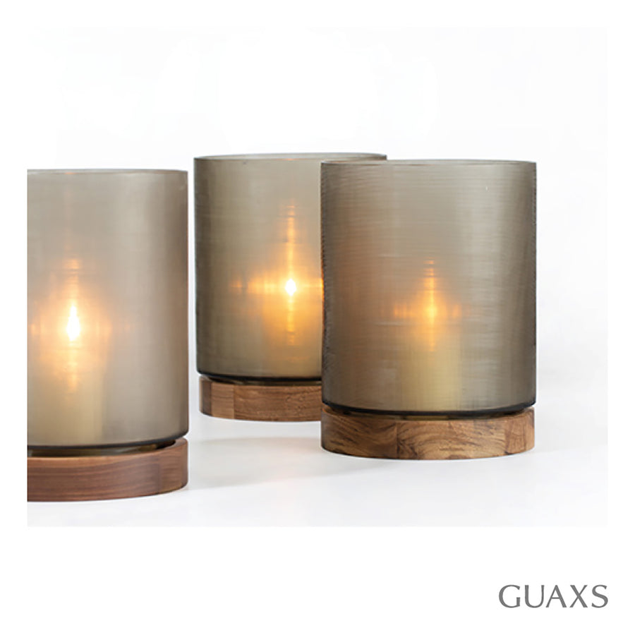 Aran Lantern Large - Smoke Grey/Walnut