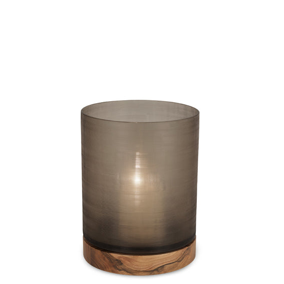 Aran Lantern Large - Smoke Grey/Walnut