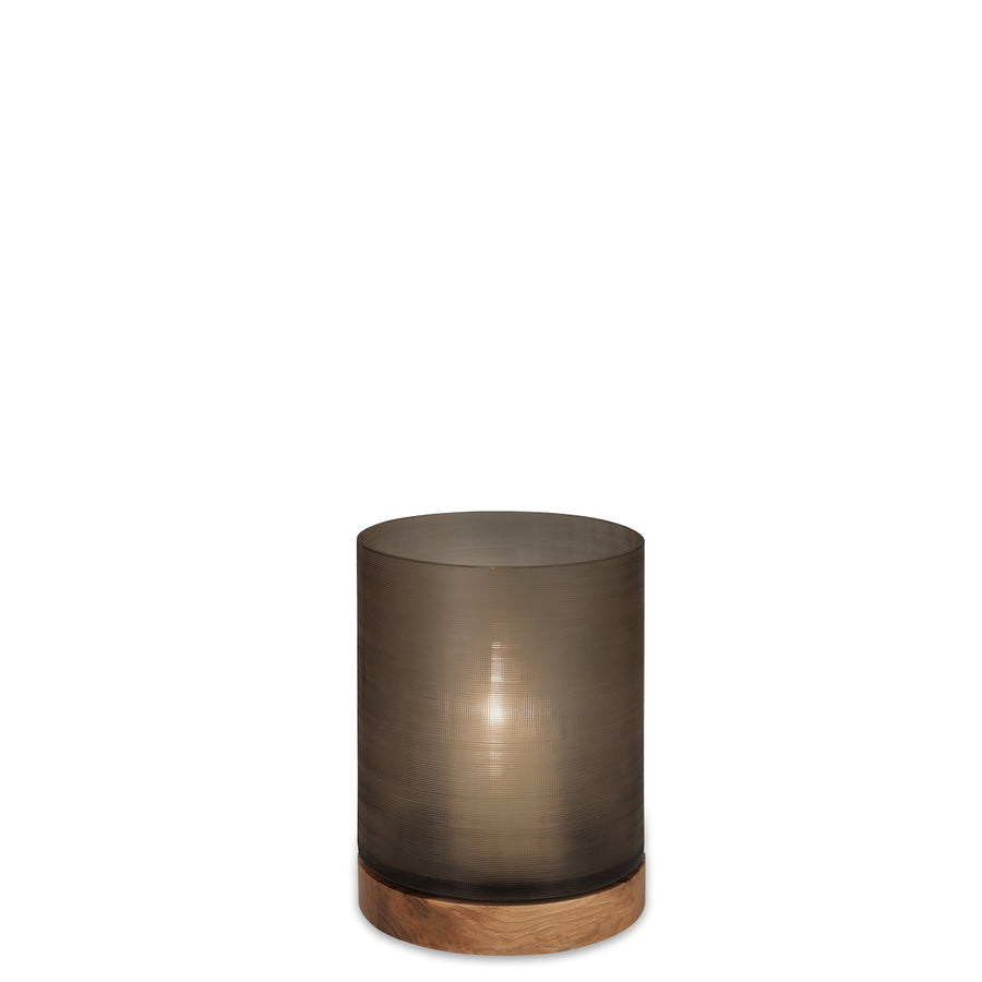 Aran Lantern Medium - Smoke Grey/Walnut