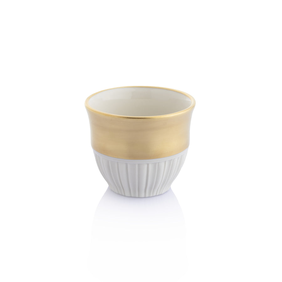 Damasco Arabic Coffee Cup, White & Gold, Box of 6