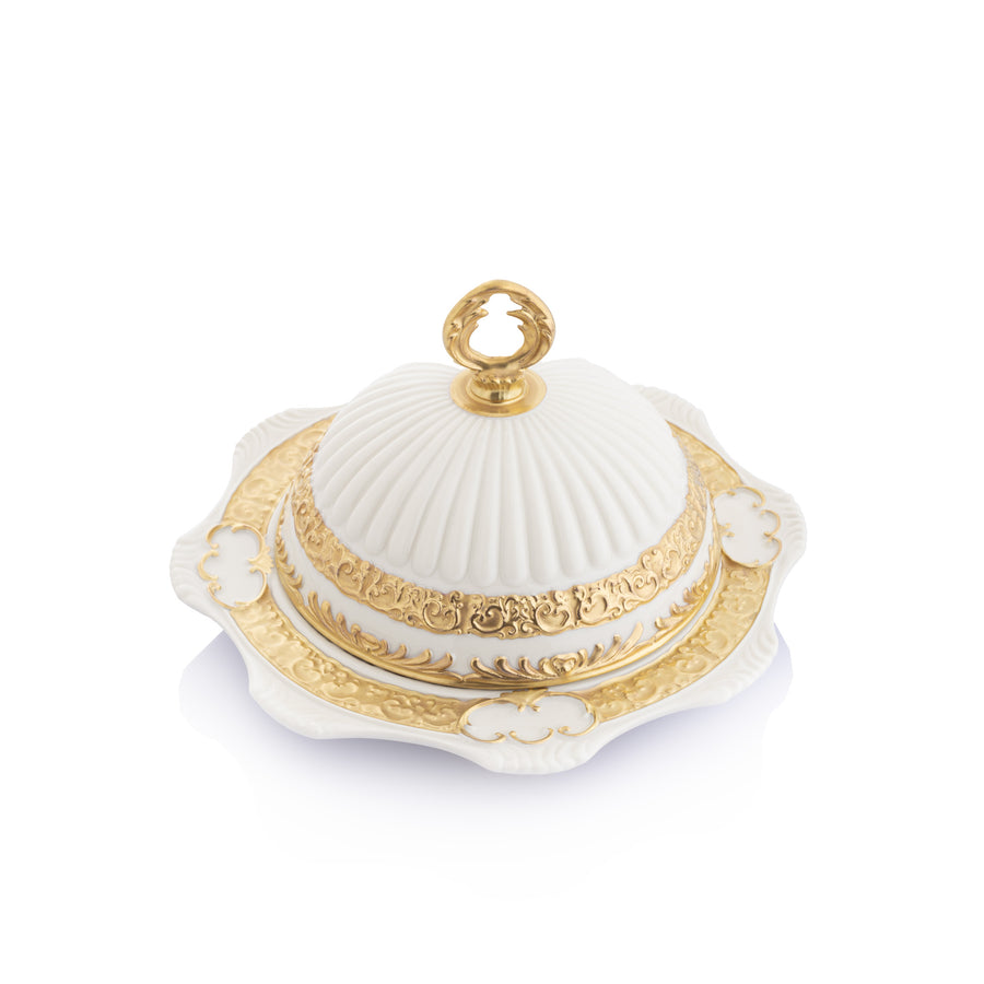 Gloria Butter Dish, White Gold