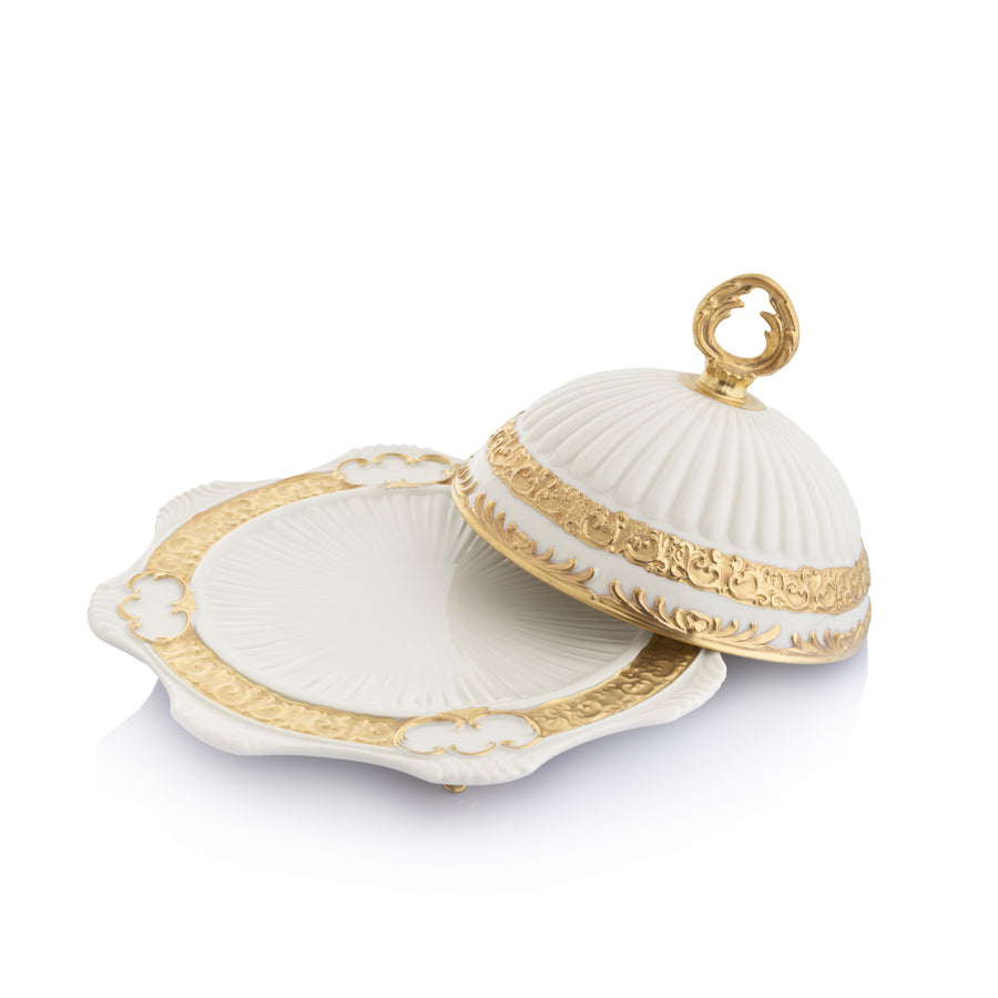 Gloria Butter Dish, White Gold