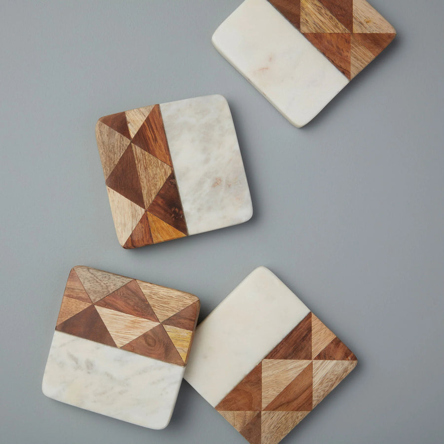 Rockham Marble Square Coasters, Set of 4