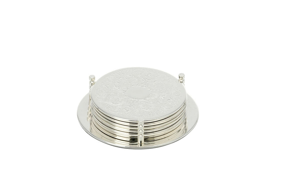 Elegant Silver-Plated Coaster, Set of 6 Pieces