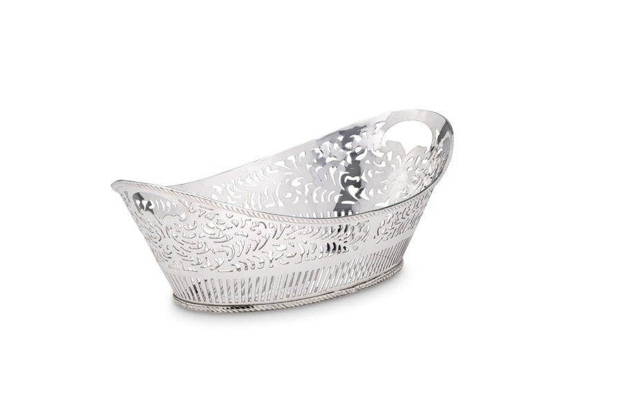 Silver-Plated Bread Basket with Filigree Design, Oval 30 cm