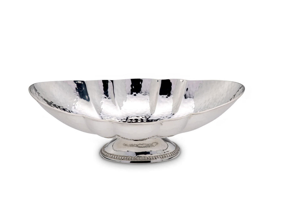 Hammered Silver-Plated Pedestal Bowl 25 cm