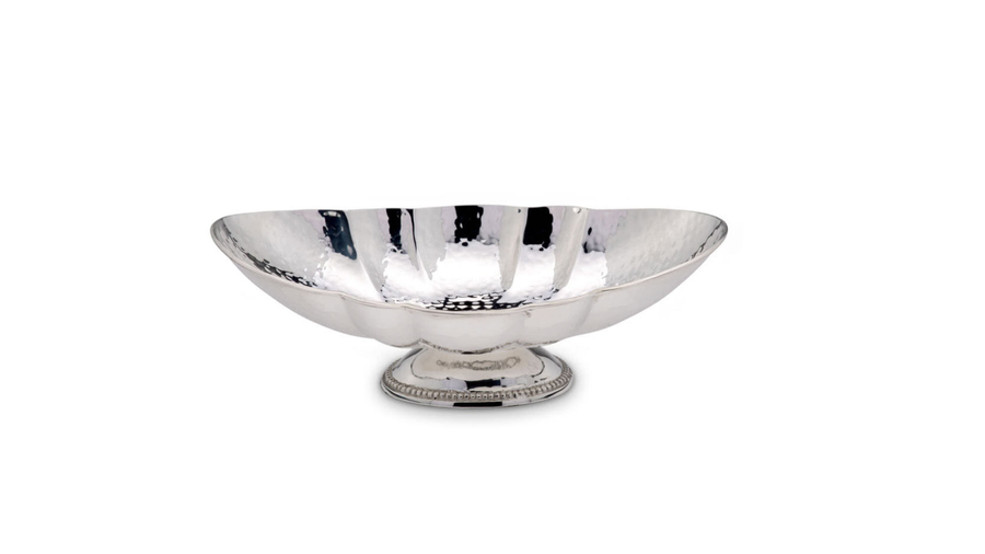 Hammered Silver-Plated Pedestal Bowl 25 cm