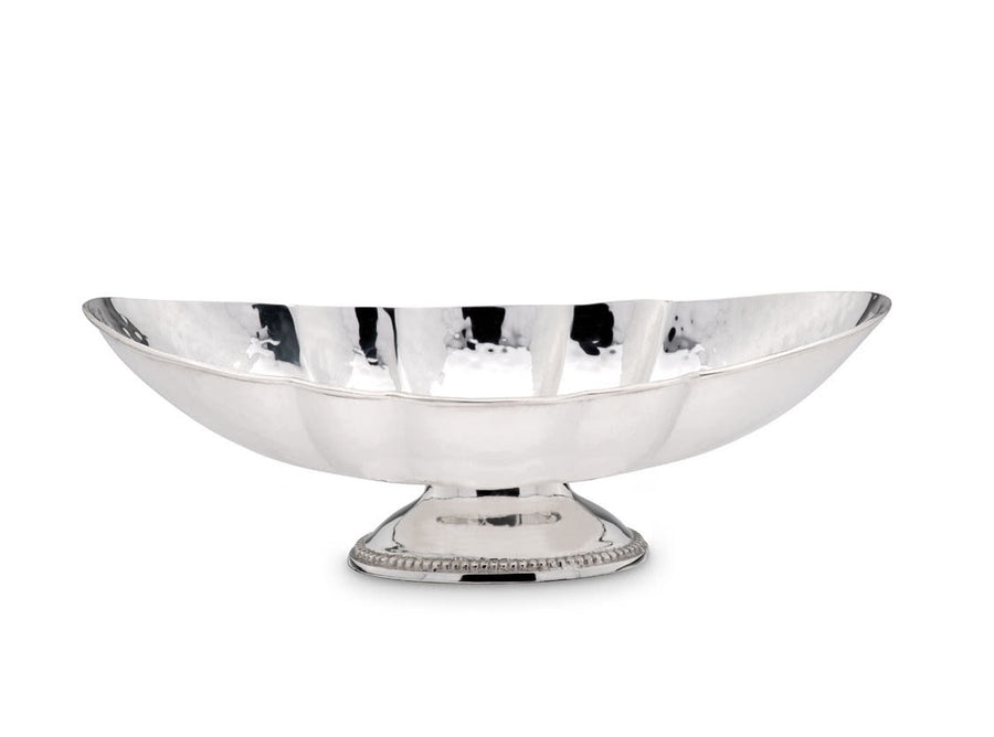 Hammered Silver-Plated Pedestal Bowl 32 cm