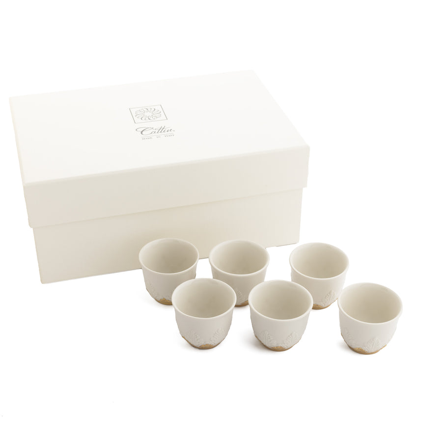 Traditional Coffee Cup, White & Gold, Box of 6