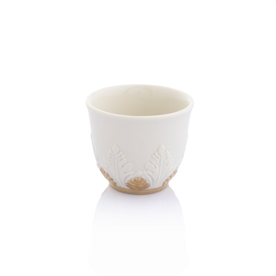 Traditional Coffee Cup, White & Gold, Box of 6