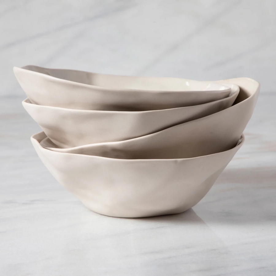 Tam Stoneware Side Bowl, Pearl, Set of 6