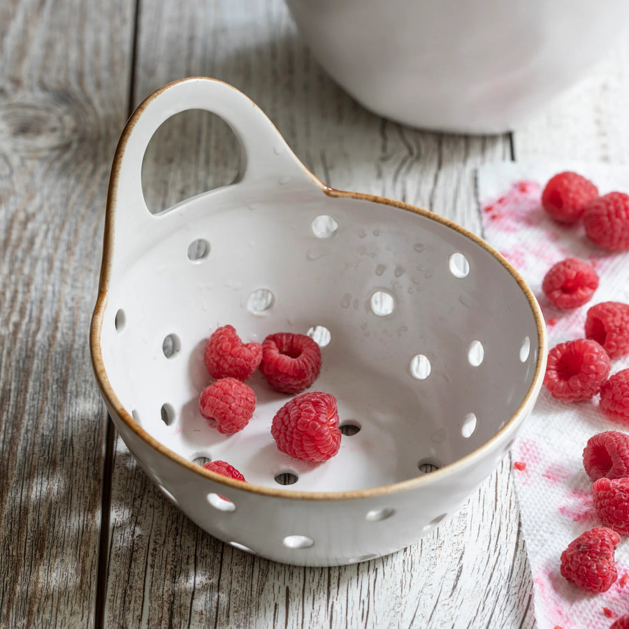 Yara Stoneware Colander Basket with Handle