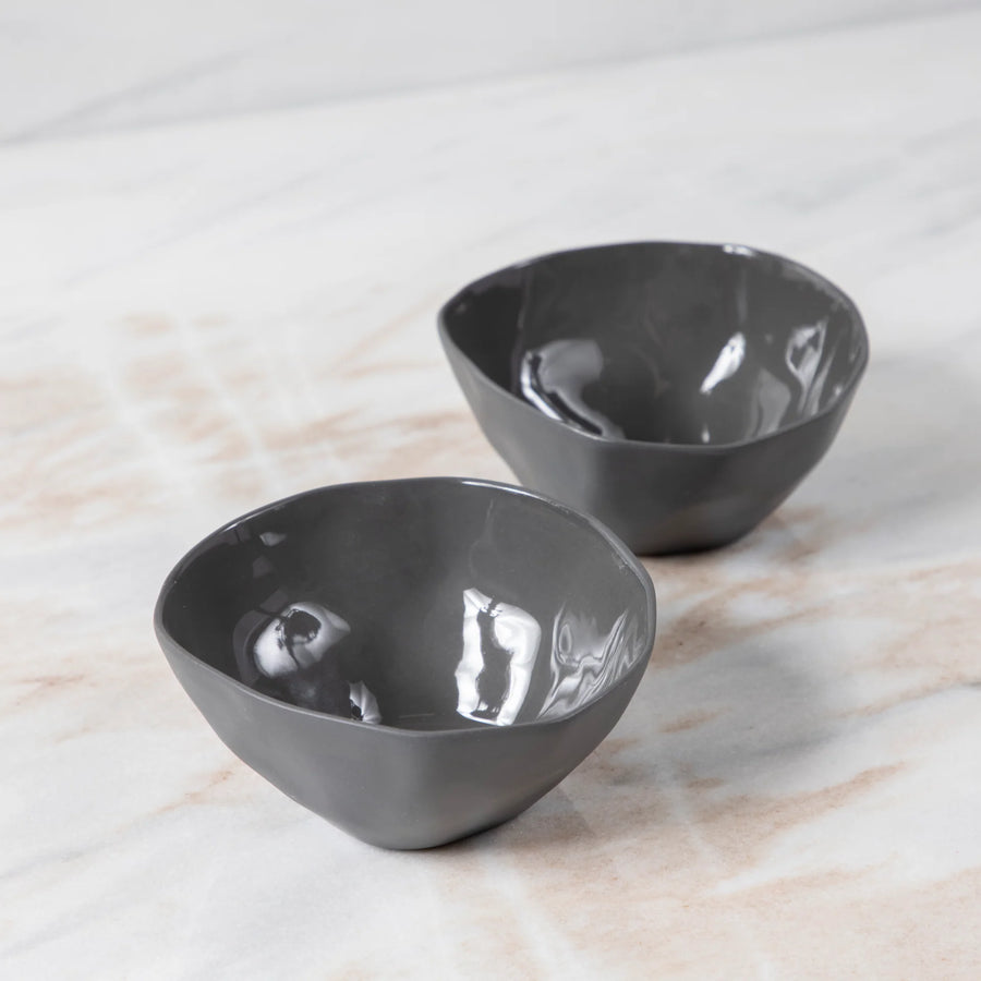 Tam Stoneware Pinch Bowl, Slate, Set of 4