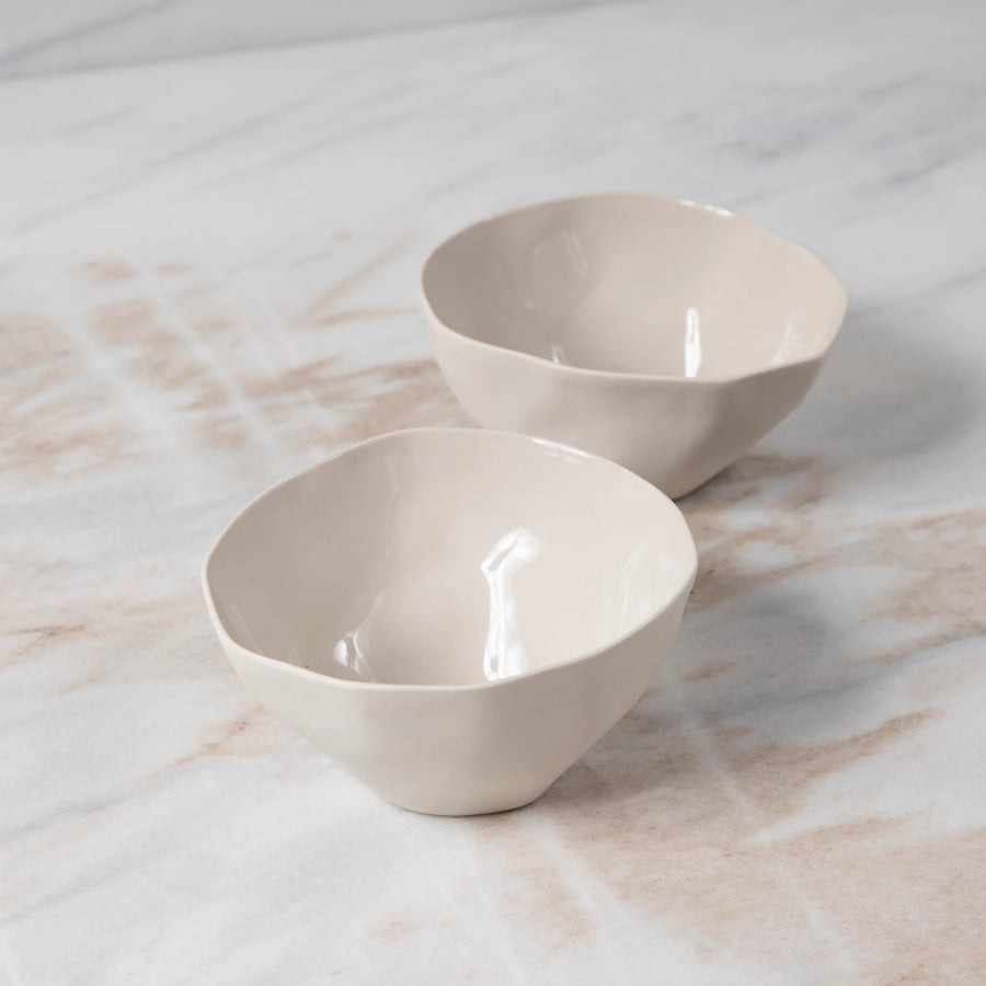 Tam Stoneware Pinch Bowl, Pearl, Set of 4