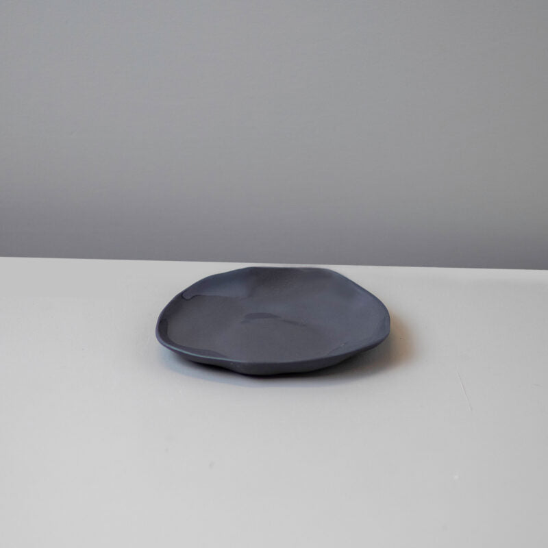 Small Stoneware Saucer, Sterling Gray