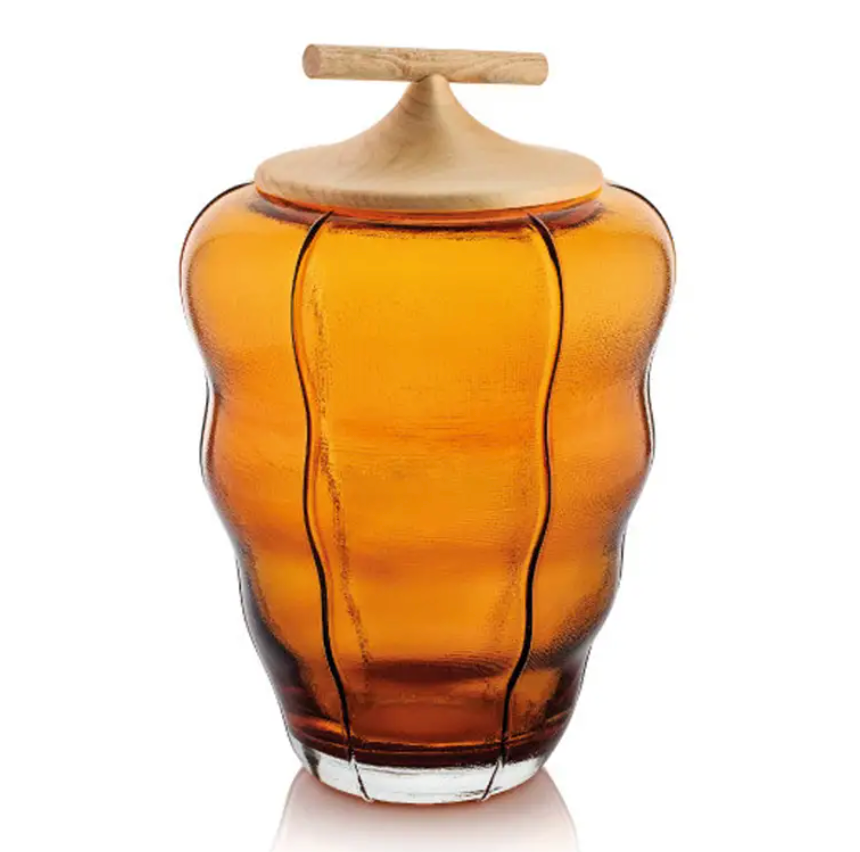 Beehive Vase Amber Cased