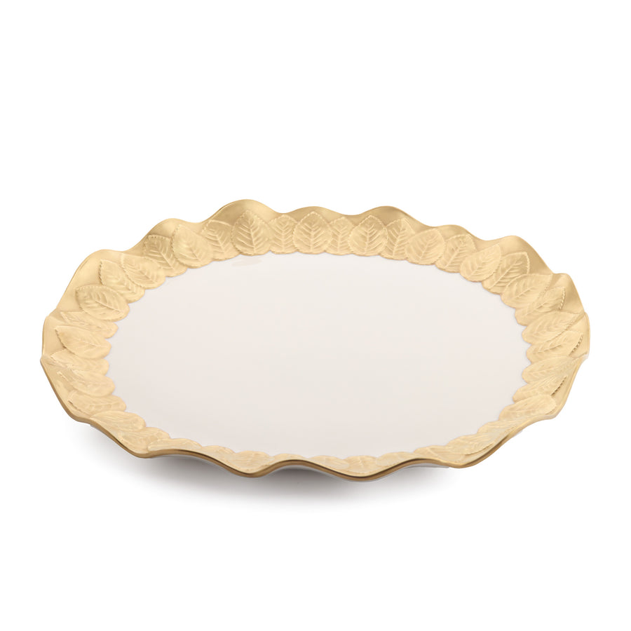 Oval Raspberry Platter, Gold