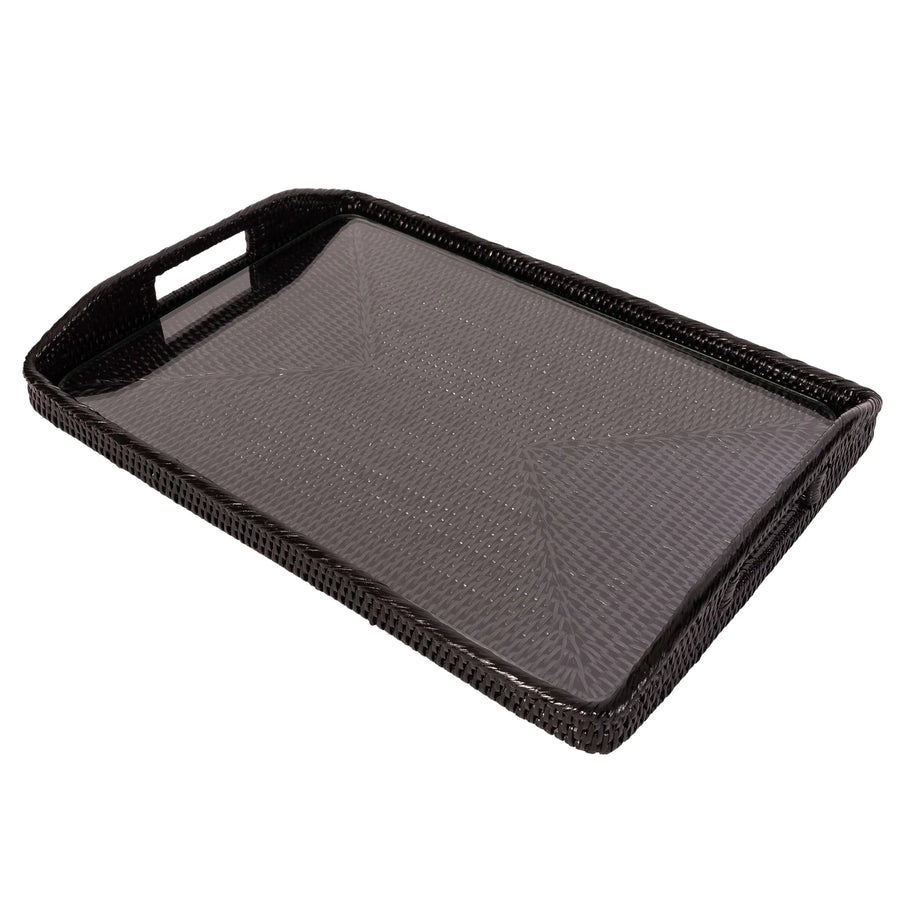 Rectangular Tray with Glass Insert - Tudor Black