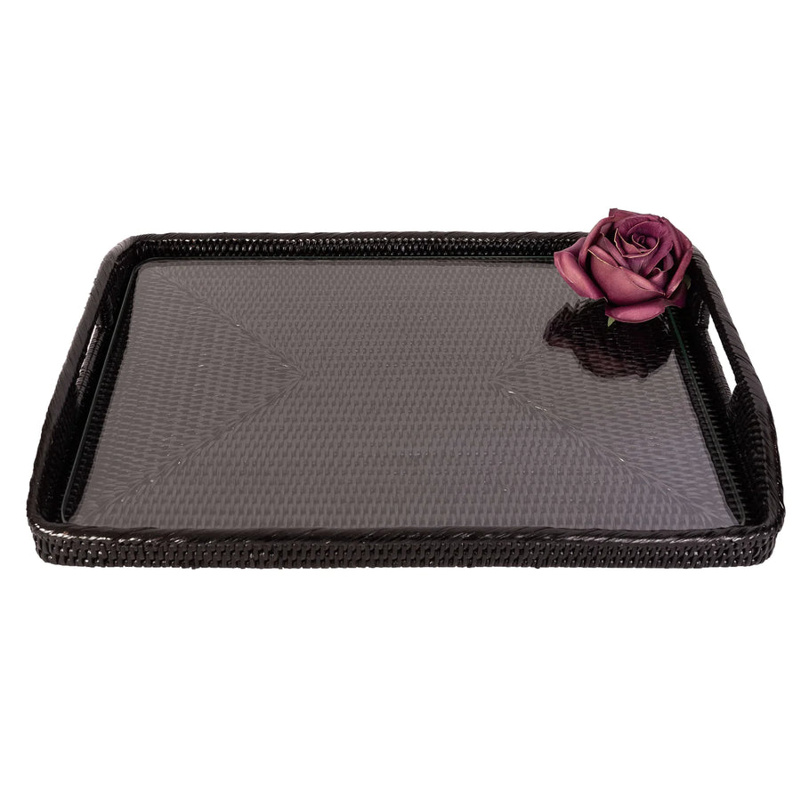 Rectangular Tray with Glass Insert - Tudor Black