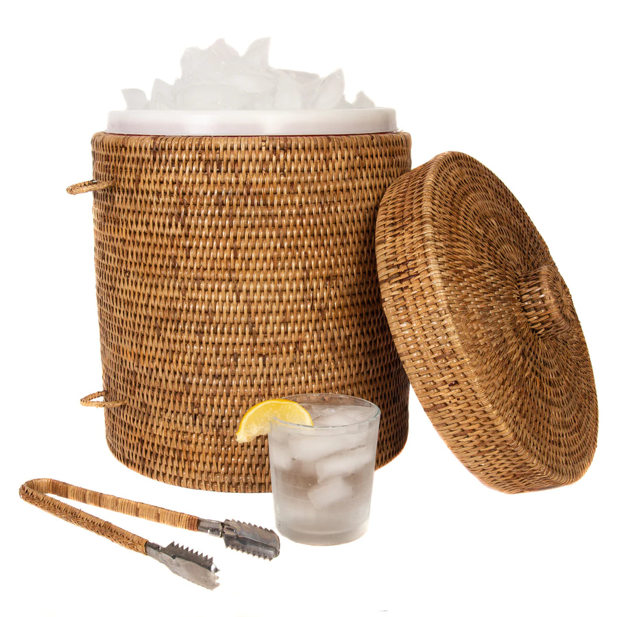 Ice Bucket with Tongs - Honey Brown