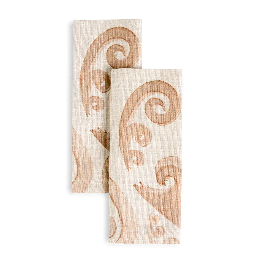 Athenee Peacock Beige Non-Stain Napkins, 50 x 50, Set of 2