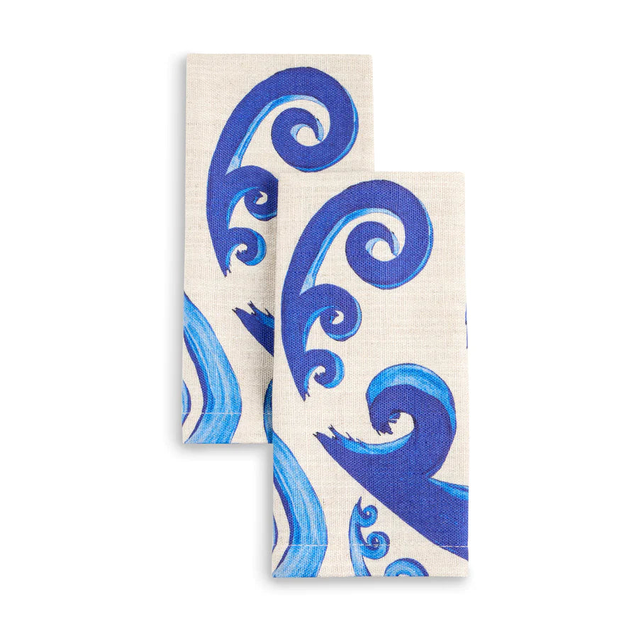 Athenee Peacock Two Tone Blue Non-Stain Napkins, 50 x 50, Set of 2