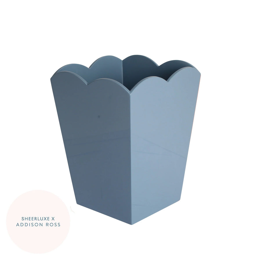 Scalloped Lacquer Bin Chambray Blue