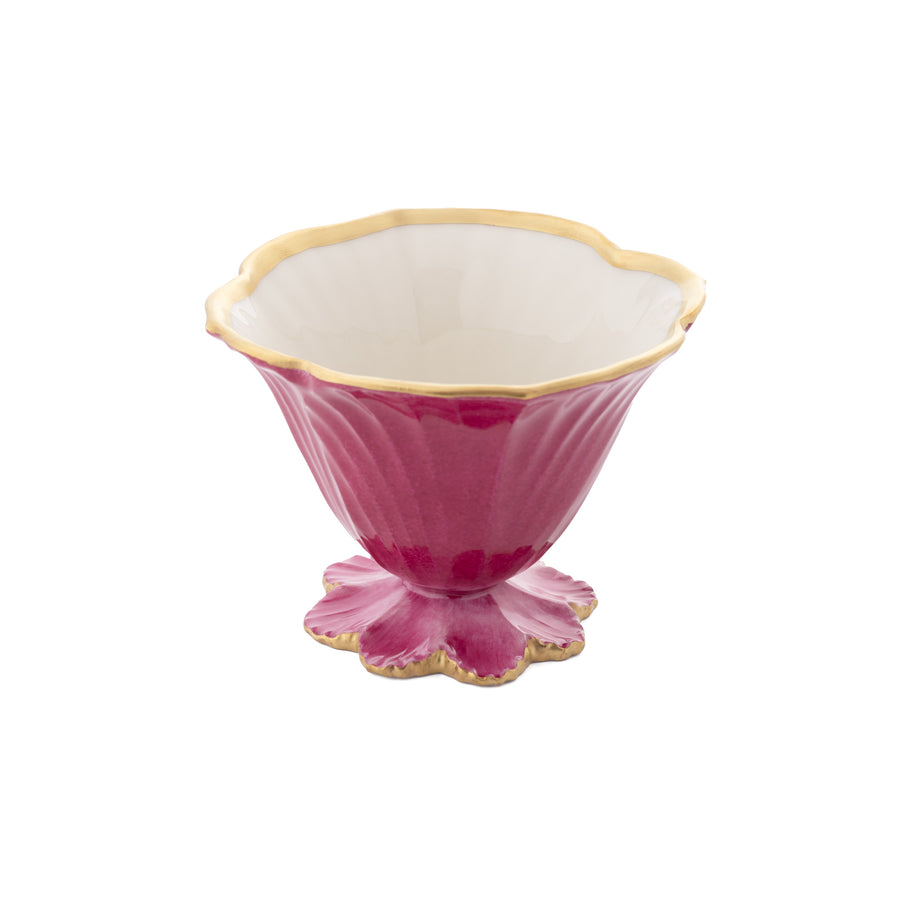 Bell Flower Cup Ice Cream Bowl, Purple with Matt Gold Thread, Box of 6