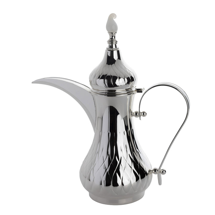 Silver Plated Coffee Pot, Chisel No. 4, with Metal Handle and White Flame Glass Knob 1.1 Liter