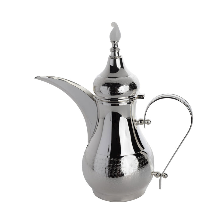 Silver Plated Coffee Pot, Chisel No. 20, with Metal Handle and White Flame Glass Knob 1.1 Liter