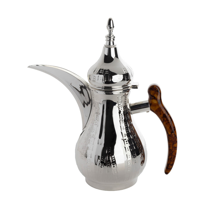 Silver Plated Coffee Pot with Briar Wood Handle and Metal Knob 1.1 Liter