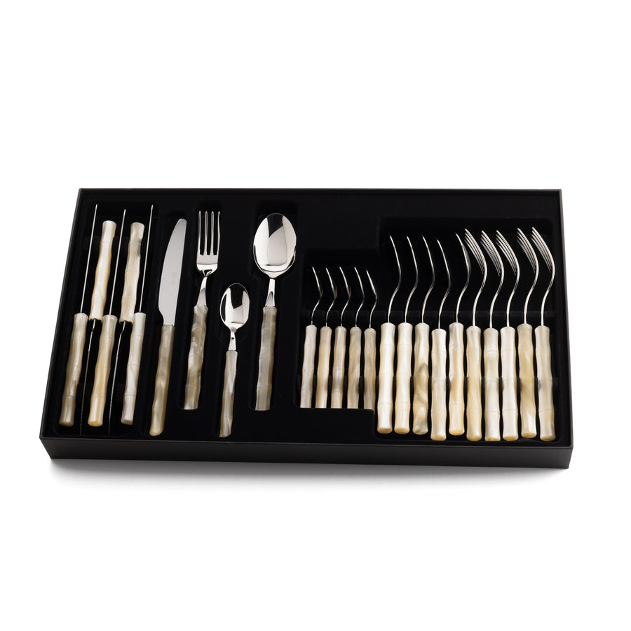 Luxury Set 24 Pcs Bamboo Steel+Steel Champagne