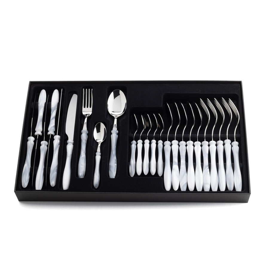 Luxury Set 24 Pcs Elba Steel White